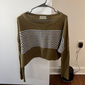 Urban outfitters UO cropped olive striped sweater